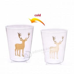 Factory custom glass morning mug cold change magic beer cup for as friend Christmas decorating gift