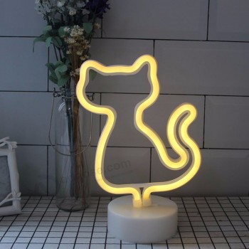 Kleurrijke custom kat glas neon buis teken neonlicht usb lading batterij tafel licht led