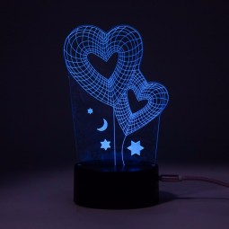 La luce di notte del cuore di amore del cuore ha condotto la luce notturna della luce notturna 3d