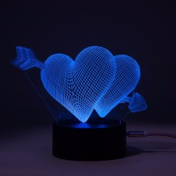 스테레오 비전 심장을 통해 화살표 3d led night light