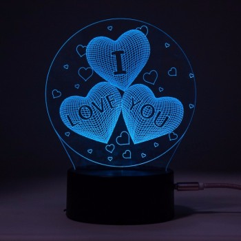 3D Lamp Illusion Baby Night Light I Love U heart 3 Colors Changing Decorative led night light Desk Lamp usb mood light