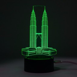 バレンタインデーのギフトのアクリルの光学タワーの形3dは幻想の夜ライト卓上スタンドを導きました