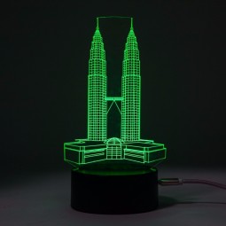 발렌타인 데이 선물 아크릴 광학, 광학, 타워, 모양, 3d, 환영, 밤, 빛,