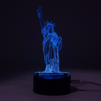Смарт-сенсорный выключатель USB-кабель статуя свободы на заказ 3D иллюзия светодиодный ночник настроение лампы декоративная настольная лампа