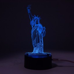 Intelligente touch-schalter usb kabel freiheitsstatue benutzerdefinierte illusion 3d führte nachtlicht stimmung lampe dekorative tischlampe