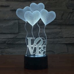 Liebe Ballonform Nachtlampe mit Batterie LED Nachtlicht 3d wirksam