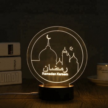 Scrylic licht houder ramadan kareem bureau led lamp huisdecoratie led licht op maat logo