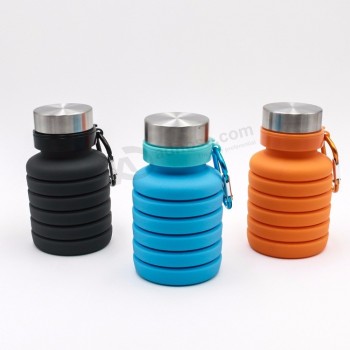 Bottiglia d'acqua pieghevole portatile pieghevole in silicone