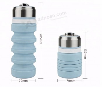 Botella de agua plegable de silicona botella de agua plegable plegable de silicona deportiva