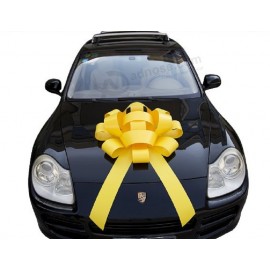 Waterproof Shiny Gold Jumbo Pom Pom Christmas Ribbon Bow for Car
