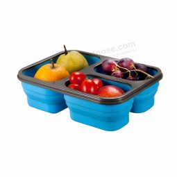 Armazenamento retangular tirar comida de silicone lancheira caixa de embalagem de frutas