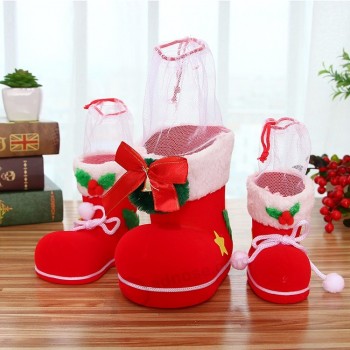 かわいいちょう結びポンポンクリスマスの装飾ブーツ
