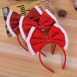 빨간색 귀여운 bowknot 소녀 크리스마스 헤어 액세서리 아기 크리스마스 활 머리띠