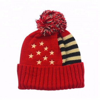 Gorro de punto pom pom venta caliente cálido invierno gorro de gorro de las mujeres