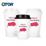 Otor 브랜드 제조 업체 아마존 뜨거운 판매 단일 벽 일회용 커피 포장 종이 마시는 컵 뚜껑