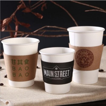 Factory wholesale high quality oem eco coffee paper cup 6oz with sleeve custom logo design