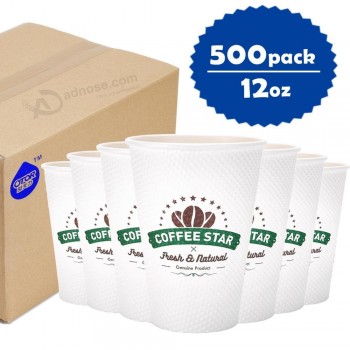 Manufacturer custom high quality 8oz 12oz double wall disposable coffee paper cup with plastic lid