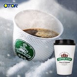 Otor marca de fábrica china al por mayor personalizada doble pared de papel desechable taza de té con tapa de plástico