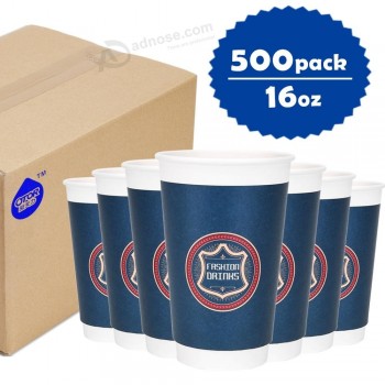 奥托品牌oem食品级双层咖啡打蜡纸杯和塑料盖制造