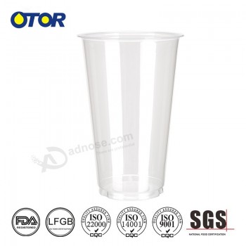 Bicchieri di plastica per frullato usa e getta trasparenti personalizzati di marca otor con coperchi per il commercio all'ingrosso