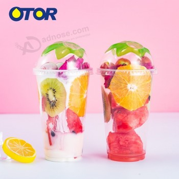 Wholesale high quality spot goods custom printing clear plastic drinking cup with lid