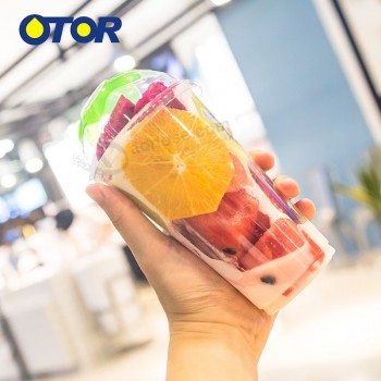 Otor 브랜드 핫 판매 16oz 투명 플라스틱 커피 컵 뚜껑 일회용