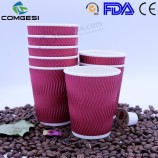 Hot Paper Cups Wholesale_12 oz Corrugated Paper Cup with Lids_Wholesale Customized Hot Coffee Cups