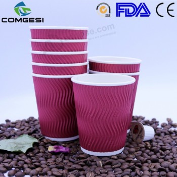 Hot Paper Cups Wholesale_12 oz Corrugated Paper Cup with Lids_Wholesale Customized Hot Coffee Cups