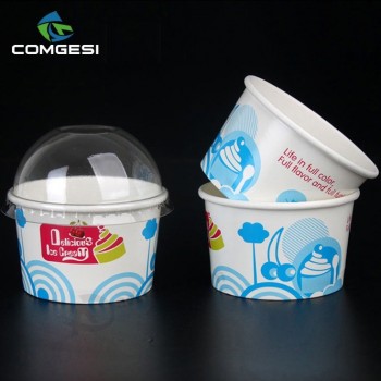 Ijs cup_various grootte recycle mooie afdrukken pe gecoat ijs beker en deksel_food grade wegwerp koud drankje papieren beker