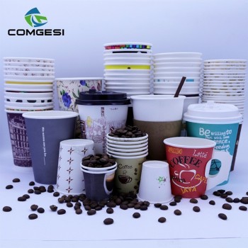 Tasses à café en papier et couvercles_bobelles et couvercles à café en papier biodégradables et compostables_crosse en papier sur mesure en gros