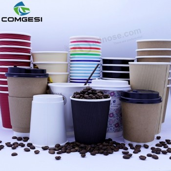 Disposable kraft paper soup cup_Double wall disposable hot coffee kraft paper soup cup_Easy Take away cups whit lid and straw