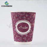 Hhot vente style chaud meilleure vente festival événements voyage fête kraft double tasse de papier peint avec manchon de paille de couverture en gros