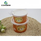 节日活动旅行派对搞笑设计风格牛皮纸冰淇淋杯与平面domer盖子制造商批发商