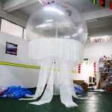Levou inflável água-viva luz pendurada transparente medusa balão decoração para a festa