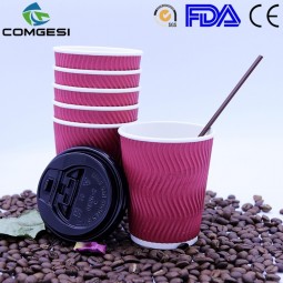 Ondulado papel ondulado cups_branded marrom ripple paper cups_to ir copos de café por atacado