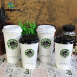for meeting concert party design company adv logo printing cup with plastic cover lid straw