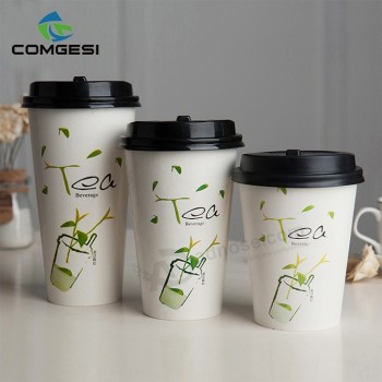 Approvisionnement direct d'usine jetable-Bon environnement nouvelle tasse de café en papier conçu avec le couvercle du couvercle de la paille
