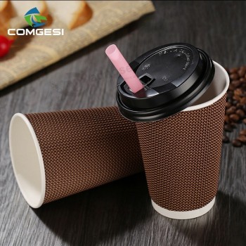 Insulated eco-friendly customized logo disposable Double wall corrugated paper cup in paper