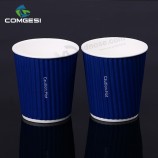 éco isolé-Tasses de papier ondulées à double paroi jetables de logo personnalisé amical 16oz