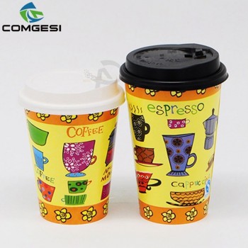 Top qualidade melhor venda copo de papel com tampa bebida quente logotipo personalizado material de embalagem anqing nova fábrica fornecimento de baixo preço