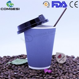 Ripple Paper Coffee Cups_12 oz Double Wall Corrugated Coffee Cups_Paper Coffee Cups for Hot beverage