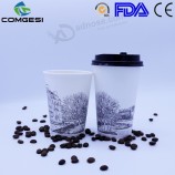 带盖子的一次性饮水杯_双壁波纹纸杯_一次性茶杯和碟子