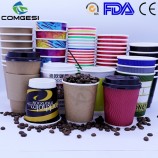Café en papier ondulé_12 oz tasse de café en papier ondulé à mur unique_chauffe en verre isolant en papier ondulé