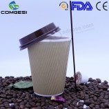 Mur d'ondulation tasse_8 oz noir mur d'ondulation cups_double mur tasses murales d'ondulation