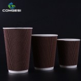 制造商供应批发可回收便宜的定制品牌彩色印刷业务一次性咖啡牛皮纸杯带盖
