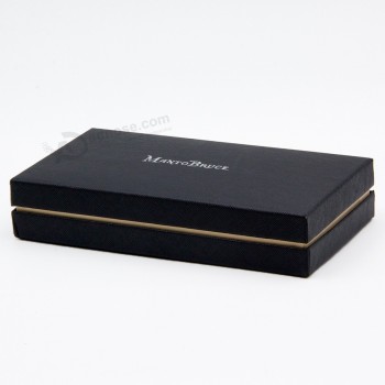 Aduana impresa de alta calidad caja de papel negro de cartón duro de regalo