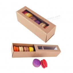 Wholesale Packaging Factory Price 2019 custom design Rectangle cardboard paper macarons box with clear plastic window