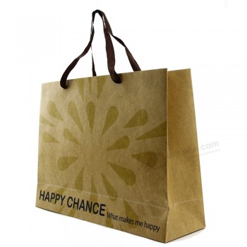 Wholesale custom printed design gift packaging 120gsm brown paper bags with your logo