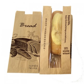 Precio de fábrica barato papas fritas pan panadería palomitas de maíz forma cuadrada inferior a prueba de grasa kraft llevar comida rápida bolsa de panadería de papel