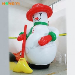 новогоднее украшение мультяшная модель надувная держащая метла снеговик